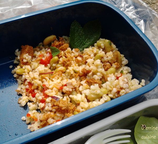 Salade de boulgour, thon et flageolets