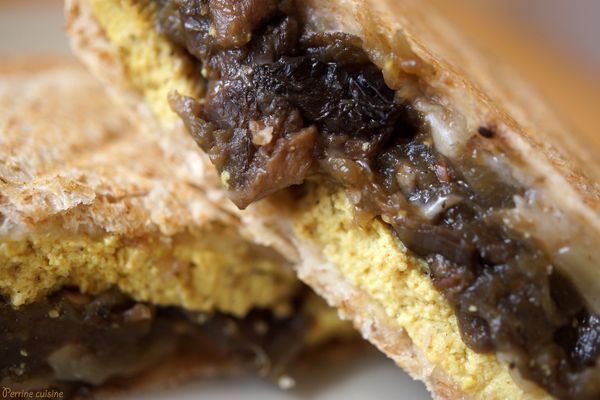 Croques au tofu et aux aubergines
