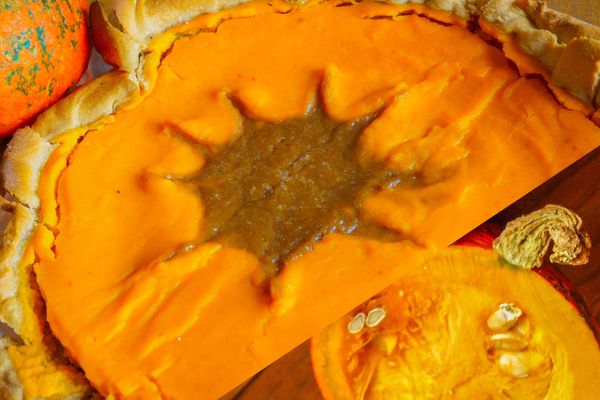 Tarte au potimarron, cœur crème de marrons
