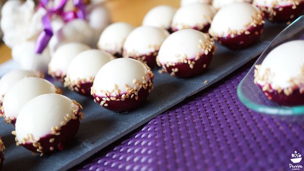 Sphères de panna cotta à l’ail blanc de Lomagne et à la betterave (et autres recettes à l'ail et à la betterave)