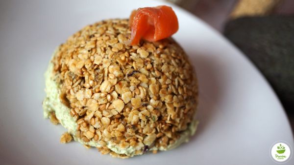 Cheesecake restructuré saumon, avocat {sans cuisson}