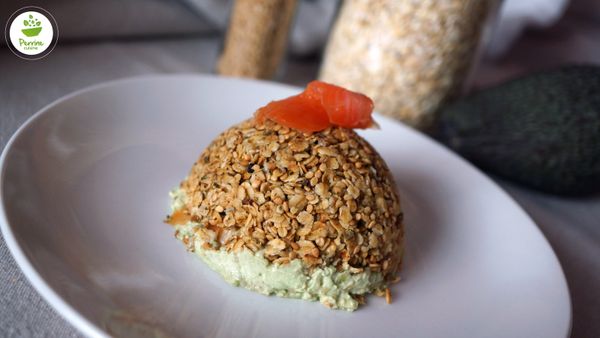 Cheesecake restructuré saumon, avocat {sans cuisson}
