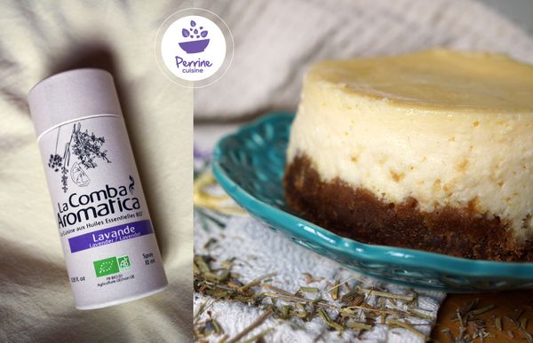 Cheesecake lavande et rhubarbe, partenariat Comba Aromatica