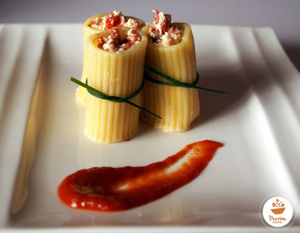 Pâtes fourrées à la ricotta et aux poivrons confits