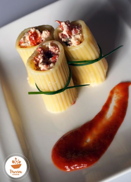 Pâtes fourrées à la ricotta et aux poivrons confits