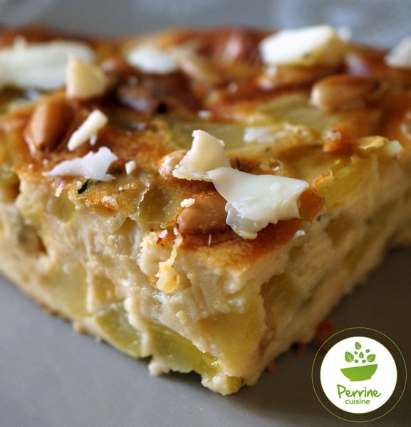 Clafoutis aux courgettes, chèvre et pignons {sans lactose et sans gluten}