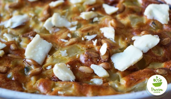 Clafoutis aux courgettes, chèvre et pignons {sans lactose et sans gluten}