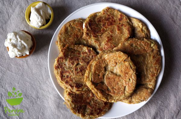 Blinis à la farine de Gaudes et aux courgettes, chantilly à l’huile essentielle de romarin