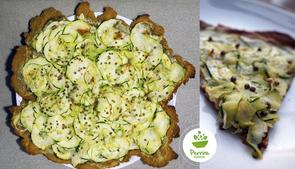 Tarte fine aux courgettes et graines de chanvre {pâte aux Gaudes et au yaourt}