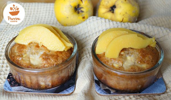 Moelleux aux coings, coings pochés au safran {sans gluten}