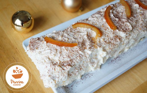 Bûche roulée pain d’épices, clémentine et oranges confites