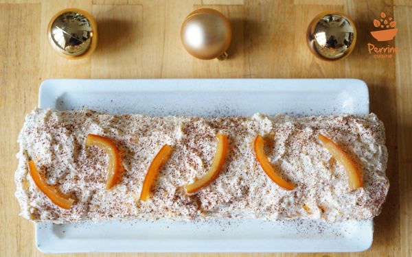 Bûche roulée pain d’épices, clémentine et oranges confites