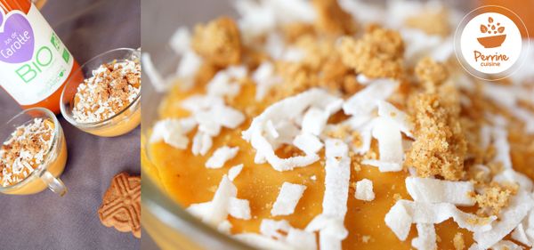 Petite crème à la carotte, lait de coco et spéculoos (une recette bio)