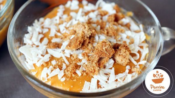 Petite crème à la carotte, lait de coco et spéculoos (une recette bio)