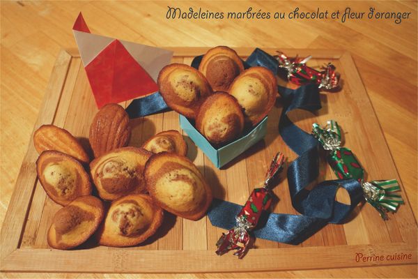 Madeleines marbrées chocolat – fleur d’oranger {cadeau gourmand}