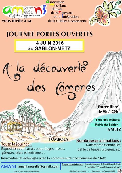 Metz-sablon 2ème Journée PORTES OUVERTES A la découverte des Comores le 4 juin 2016
