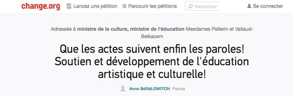 Pétition pour l'éducation artistique et culturelle
