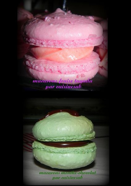 macarons fraise tagada et menthe/chocolat
