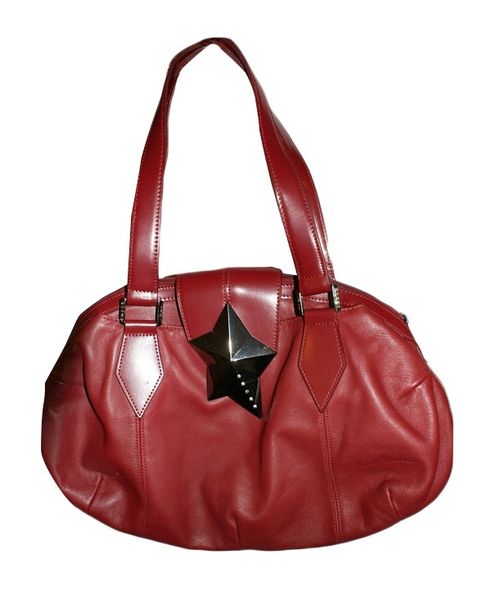 Sac Thierry Mugler bordeaux tout cuir : 150 euros
