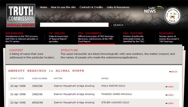 TRC Special Report Website