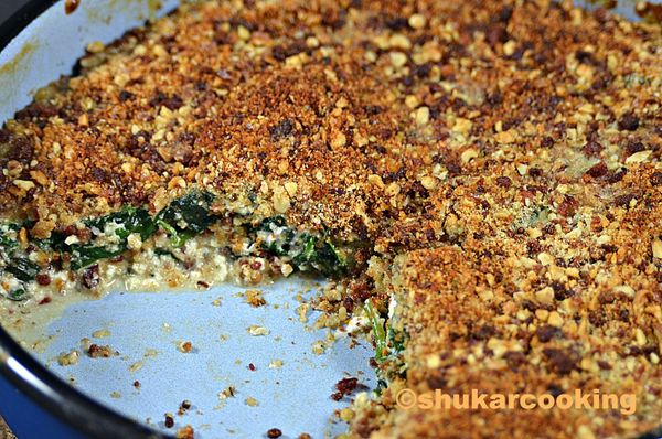 Crumble d’épinards à la ricotta et mascarpone