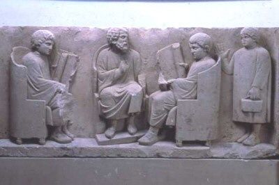 Musée de Trèves, le maître et les élèves.
