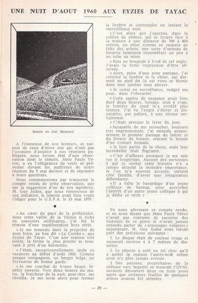 L'ovni aux Eyzies de Tayac en Dordogne en début août 1960