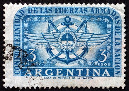 documentos UFO Illustration : un timbre des années 50 sur les Forces Aériennes en Argentine