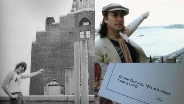 Photo : John Lennon nous indique l'endroit où était l'ovni. Extrait de la vidéo.