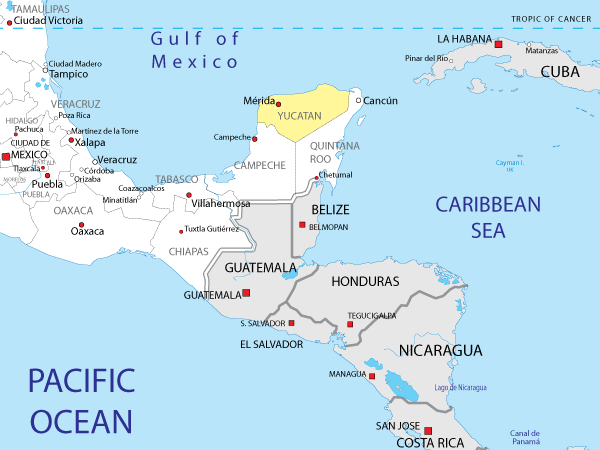 Image : carte du Yucatan au Mexique