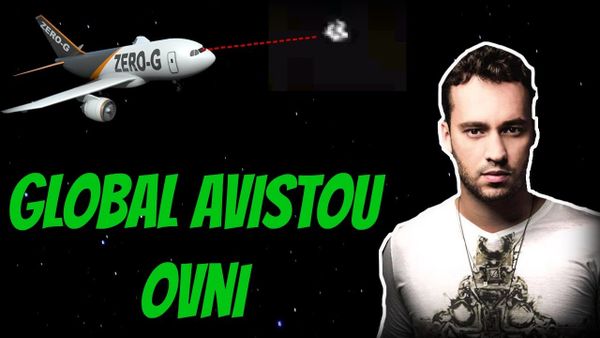 Image : illustration représentant Rodrigo Andrade et l'ovni filmé à bord de l'avion au Brésil