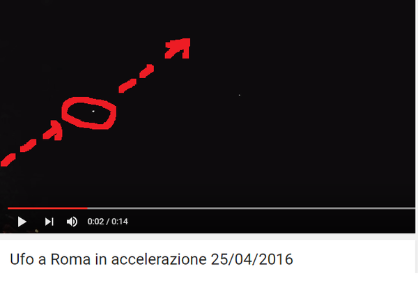 Photo : j'ai extrait cette image de la vidéo. J'ai entouré l'ovni et fléché sa direction. C'est à Rome, le 25 avril 2016...