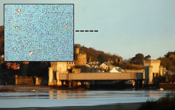 Photo : ovnis au château de Conwy, Pays-de-Galles, le 10 avril 2016...