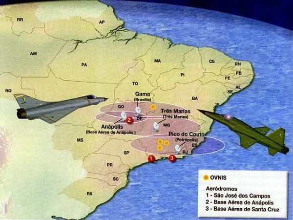 Image : la carte des lieux de l'événement ovni à Säo José dos Campos, Brésil, le 19 mai 1986...