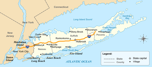Image : carte représentant l'Île de Long Island.