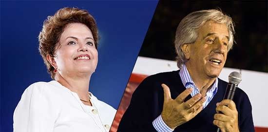 Dilma Rousseff (Brésil) et Tabaré Vasquez (Uruguay)