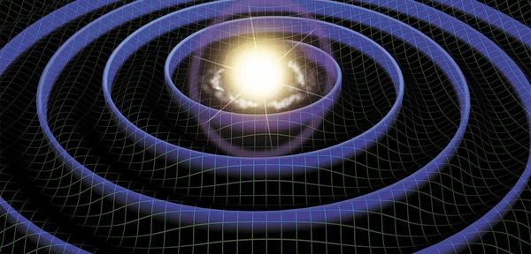 Lorsqu'un corps se déplace, il génère une déformation de la structure de l'espace-temps, et à la manière d'une pierre jetée dans un lac. Cette déformation se propage dans le cosmos, créant ainsi ce qu'on appelle les ondes gravitationnelles.