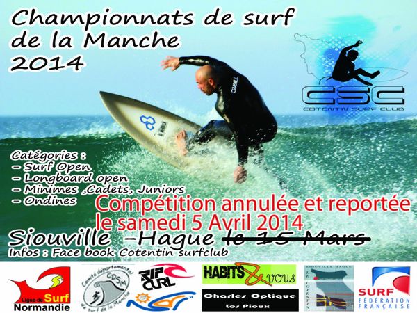 Annulation et report de championnats surf de la Manche