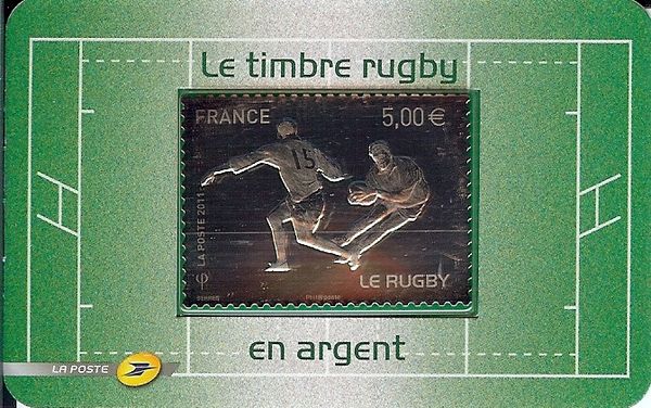 timbre rugby en argent