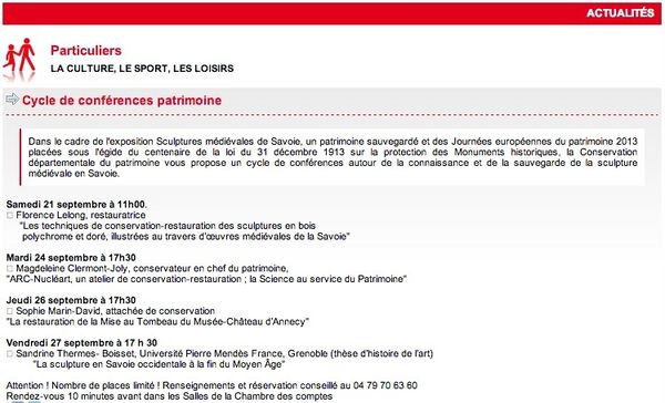 Conférences sur le patrimoine en Savoie.