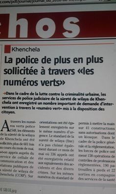 Khenchela ( Algérie) : La police de plus en plus sollicitée à travers «les numéros verts»
