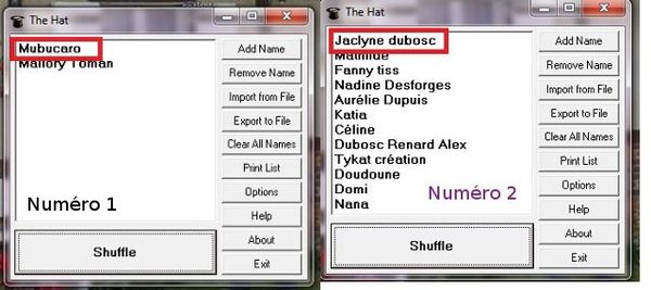 Résultats du jeu!
