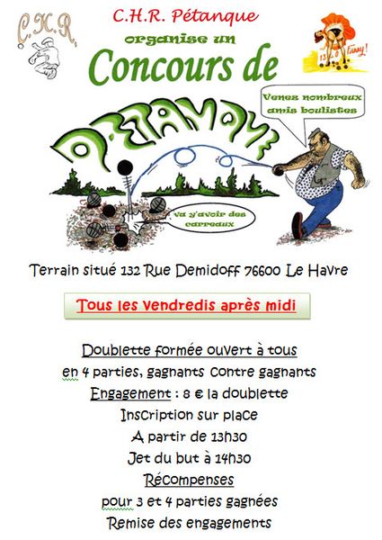 Concours ouvert à tous vendredi 28 août 2015