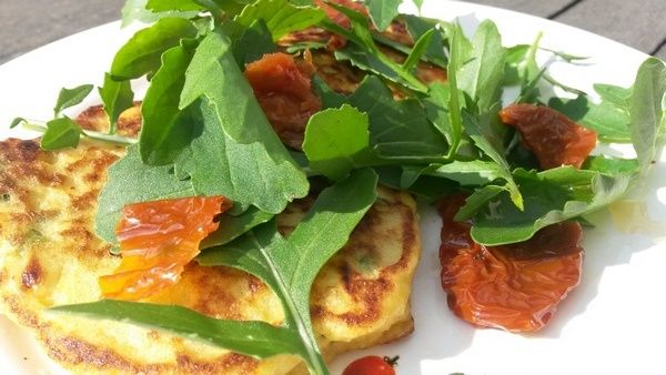 Pancake aux légumes et fromage frais
