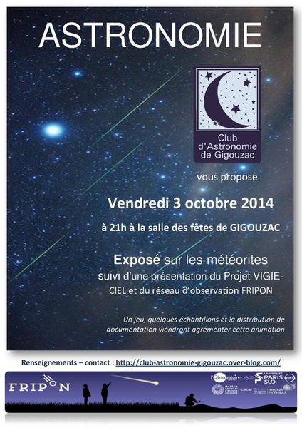 Programmation d'exposés-débat à partir du 3 octobre 2014