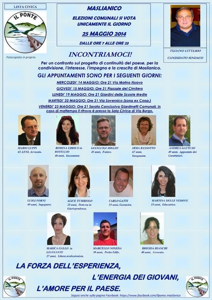 Incontriamoci. Il 19 maggio, ore 21, presso i Giardini delle Scuole Medie.