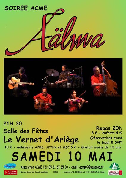Samedi 10 Mai, concert ACME au Vernet d'Ariège