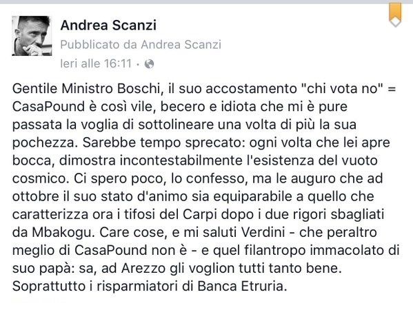 Quel chi vota no uguale Casa Pound… così becero ed idiota
