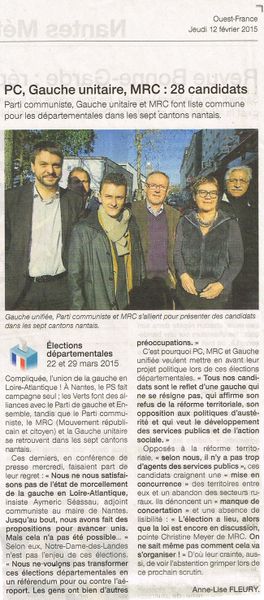 Présentation de liste PCF-FDG-MRC-GU à la Presse.