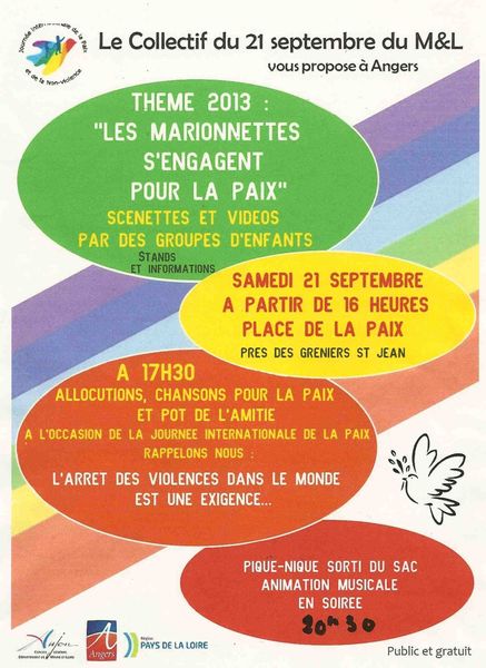 samedi 21 septembre : journée internationale de la paix